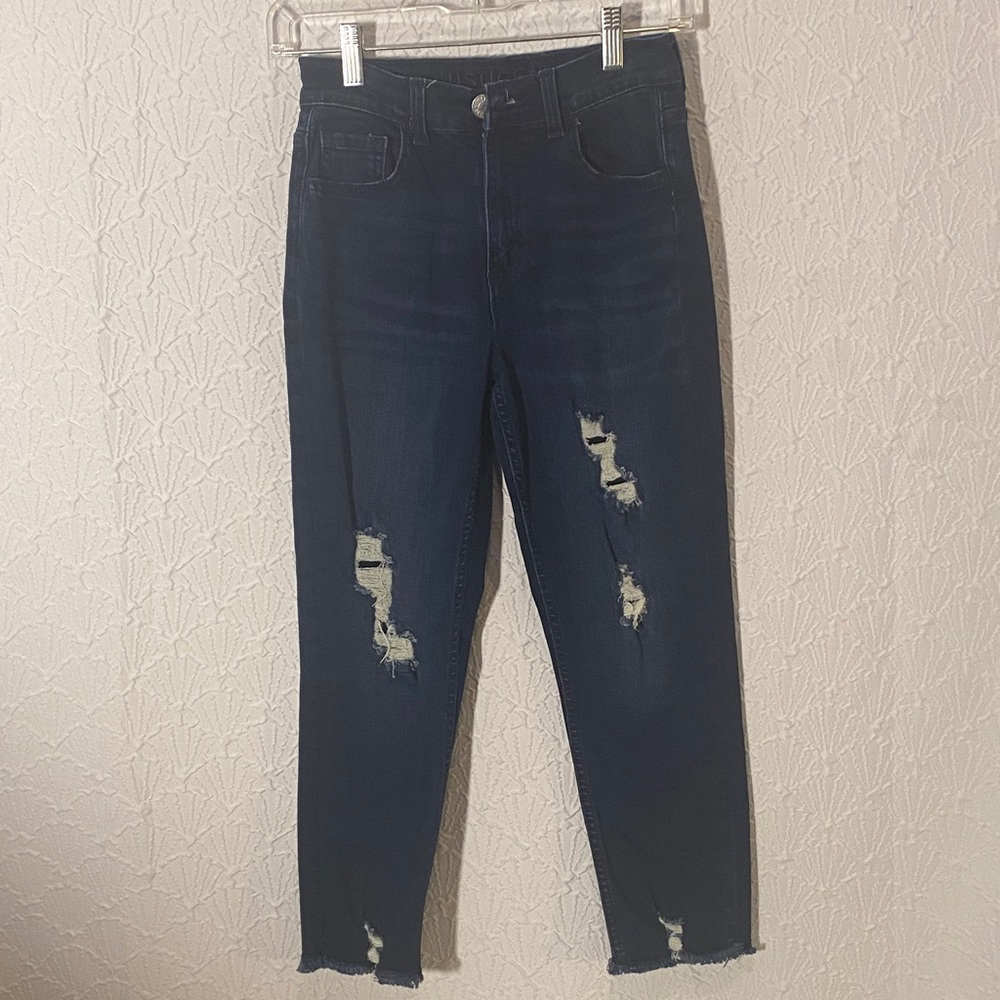 Justice Dark Blue Distressed Ankle Jeans Girls Size 12